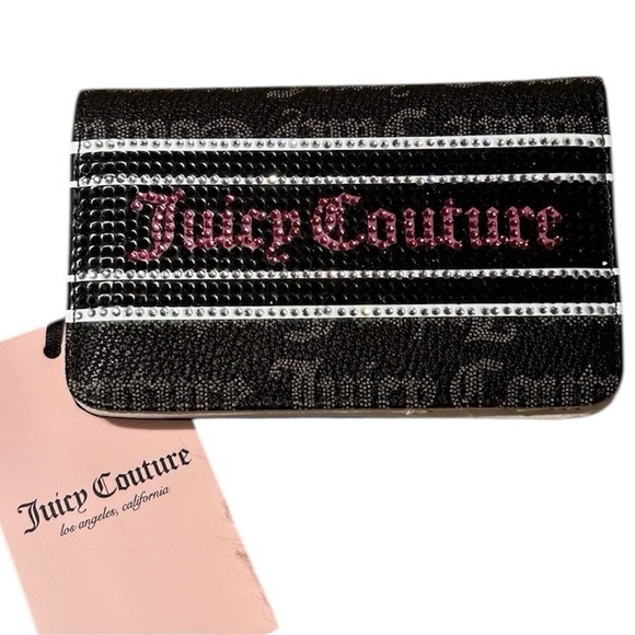 Juicy Couture NWT Fashion Statement Elongated Bifold Wallet - Black Beige - Picture 1 of 12